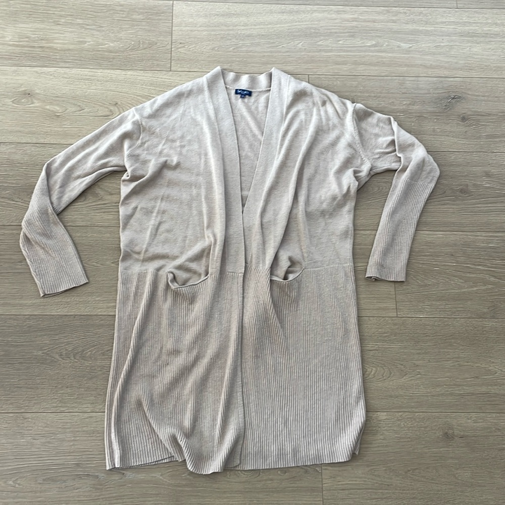 Splendid tan cardigan with rib detail